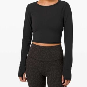 Lululemon Ever Elated Cropped Long Sleeve *Nulu (Black) (Size 6)